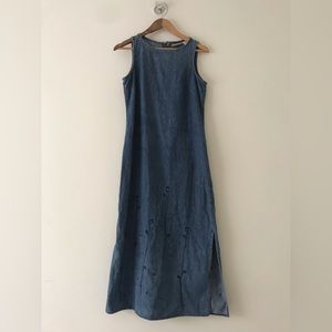 Liz Claiborne Jean Flower Embroidered Dress